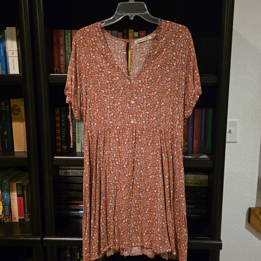 Liberty Love Floral Mini Dress - Rust and White